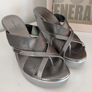 BCBGeneration Quest Silver Wedge Sandal | 9M